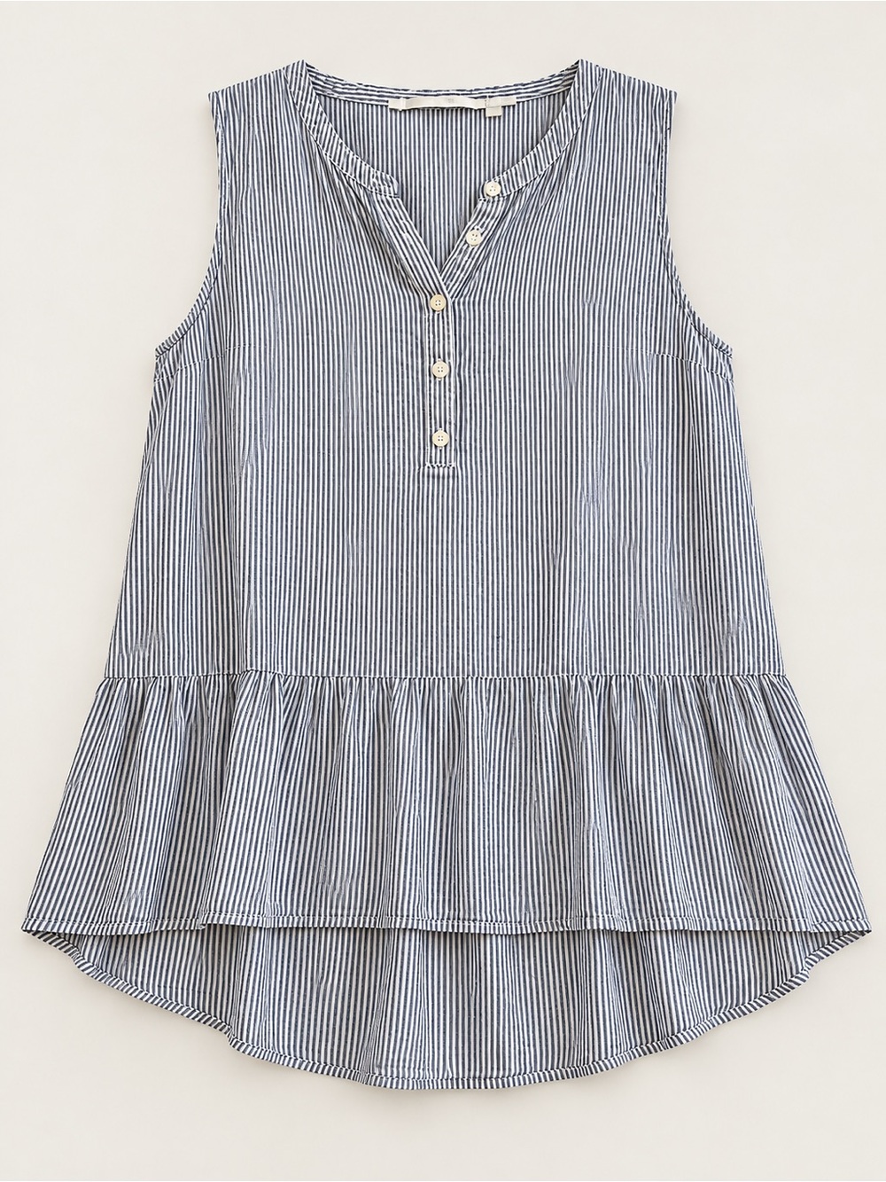 Lauren Conrad Cotton Sleeveless Striped Peplum Top - Gray/White